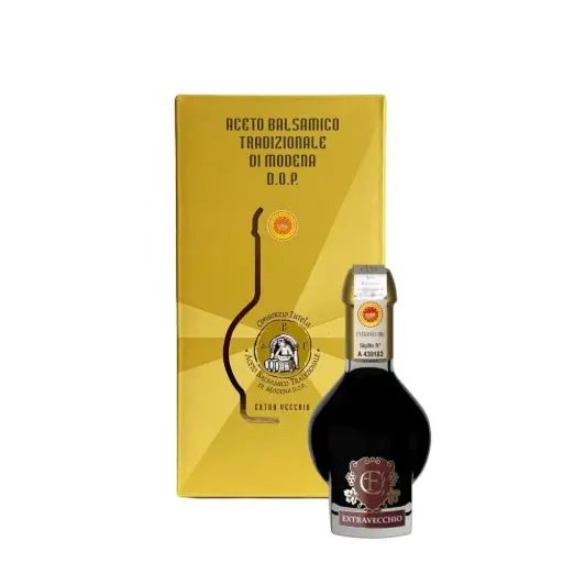 [FF59S] Coffret en bois Vinaigre Balsamique Traditionel de Modène DOP + 25 ans "Extravecchio" 100 ml